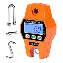 Load image into Gallery viewer, RUOQUTWK Digital Hanging Scale, with Precision Sensor 660LB Spring Hanging Weight Scale for Fish, Hunting, Fishing, Bicycles, Large Luggage, Farm, Meat Scale, Etc. (Crane Scale 300 kg Orange)