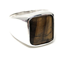 Load image into Gallery viewer, KAR 925K Stamped Solid Sterling Silver Tiger's Eye Men's Ring P2G (12.5)