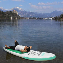 Load image into Gallery viewer, Wesky Inflatable Stand Up Paddle Board 10’6”x30”x6” Premium SUP with Non Slip Deck, Leash, Adj Paddle, Hand Pump, Bag, Repaire Kit, Bottom Fins, Standing Boat for Surfing Adult Youth (Green)