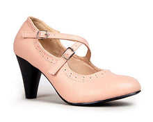 Load image into Gallery viewer, J. Adams Reece Heels for Women - Nude Faux Leather Round Toe Pumps - 8