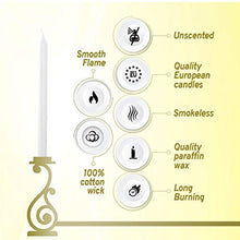 Load image into Gallery viewer, BOLSIUS Long Household White Taper Candles - 10-inch Unscented Premium Quality Wax - 7.5 Hour Long Burning Dripless Candles Bulk Pack of 10 for Home Decor, Wedding, Parties and Special Occasions