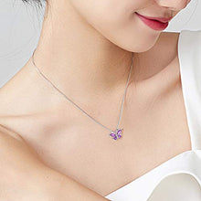 Load image into Gallery viewer, Aurora Tears 925 Sterling Silver Purple Butterfly Pendants Women Crystal Butterflies Jewelry Girls Cute Animal Necklace Dating Gift DP0013P