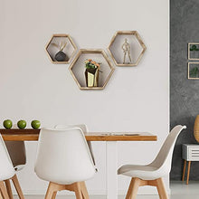 Load image into Gallery viewer, LIANTRAL Hexagon Floating Shelves, Wall Mounted Rustic Honeycomb Display Hanging Shelf for Living Room Bedroom