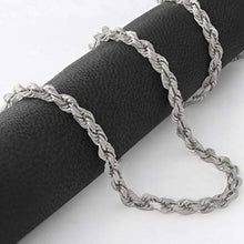 Load image into Gallery viewer, Men's 14k White Gold Solid 5mm Diamond Cut Rope Chain Pendant Necklace, 20"- 30"