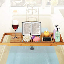 Load image into Gallery viewer, SereneLife Luxury Bamboo Bathtub Caddy Tray, Wood Brown