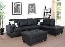 Load image into Gallery viewer, Lifestyle Furniture 3-Piece Black Contemporary Leather Living Room Right-Facing Sectional Sofa Set