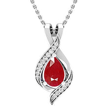 Load image into Gallery viewer, Dazzlingrock Collection 10K Pear 9X6 MM Lab Created Ruby & Round Diamond Ladies Teardrop Pendant, White Gold