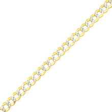 Load image into Gallery viewer, LoveBling 10K Yellow Gold 8mm 24" Solid Pave Two-Tone Curb Chain Necklace with White Gold Pave Diamond Cut, with Lobster Lock
