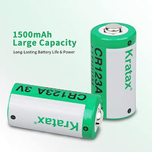 Load image into Gallery viewer, CR123A 3V Lithium Manganese Battery Kratax 12Pack Non-Rechargeable 3 Volt CR 123A Batteries 10Years Shelf Life, CE & RoHS Certified for Security and Medical Equipment, for Flashlights, Digital Cameras