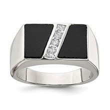 Load image into Gallery viewer, 925 Sterling Silver Mens Cubic Zirconia Cz Black Onyx Band Ring Size 11.00 Man Fine Jewelry For Dad Mens Gifts For Him
