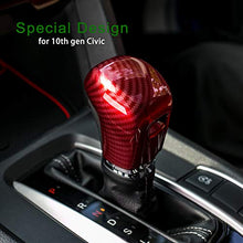 Load image into Gallery viewer, Thenice for 10th Gen Civic Gear Shifting Knob Cover ABS Red Carbon Fiber CVT Automatic Transmission Lever Trim for Honda Civic Sedan Hatchback Coupe 2021 2020 2019 2018 2017 2016