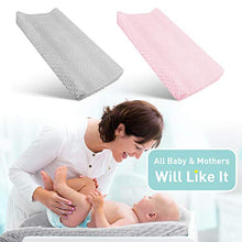 Load image into Gallery viewer, Babebay Changing Pad Cover - Ultra Soft Minky Dots Plush Changing Table Covers Breathable Changing Table Sheets Wipeable Changing Pad Covers Suit for Baby Boy and Baby Girl (Pink & Lt Gray)