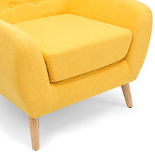 Load image into Gallery viewer, Best Choice Products Mid-Century Modern Linen Upholstered Button Tufted Accent Chair - Yellow