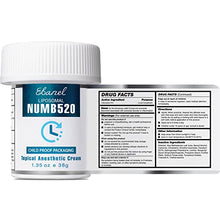 Load image into Gallery viewer, Ebanel 5% Lidocaine Topical Numbing Cream Maximum Strength 1.35 Oz, Numb520 Pain Relief Cream Anesthetic Cream Infused with Aloe Vera, Vitamin E, Lecithin, Allantoin, Secured with Child Resistant Cap