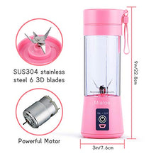 Load image into Gallery viewer, Portable Blender, Personal Size Eletric USB Juicer Cup, Fruit, Smoothie, Baby Food Mixing Machine with Updated 6 Blades,Magnetic Secure Switch Electric Fruit Mixer for Superb Mixing 380ml (Pink)