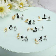 Load image into Gallery viewer, IRONBOX 21 Pairs Geometric Stud Earrings Stainless Steel Minimalist Earring Sets Simple Circle Triangle Square Bar Earrings for Women