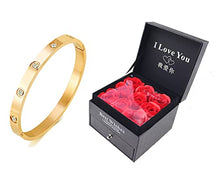 Load image into Gallery viewer, AD Jewelry 18 K Gold Plated Love Bangle Bracelet with Rose Box Stone Stainless Steel Bangle for Love