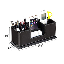 Load image into Gallery viewer, PUSU Leather Cute Pen Organizer,Pencil Holder,Pen Cup/Stand/Tray/Container/Caddy,desk organizers and accessories,Office Supplies Desktop Storage Box for Stationery,Business Card,Phone,etc.… (black)