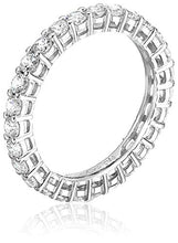 Load image into Gallery viewer, Amazon Essentials Platinum Plated Sterling Silver Round Cut Cubic Zirconia All-Around Band Ring (2.5mm), Size 7