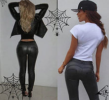Load image into Gallery viewer, DALLNS Faux Leather PU Elastic Shaping Hip Push Up Pants Black Sexy Leggings for Women (Medium,Black)