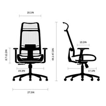 Load image into Gallery viewer, Bilkoh Mesh Office Chair Ergonomic Office Chair Computer Desk Chair, Mesh Seat and Back, Wide Headrest, Adjustable Lumbar Support and 3D Armrest (Black)