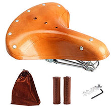 Load image into Gallery viewer, FUFEN Vintage Bicycle Seat, Classic Brown Bicycle Seat, Thick Cowhide Material, Electroplated Spring Design, Strong Rivets, Suitable for Outdoor Riding and Long-Distance Riding on Retro Bicycles.