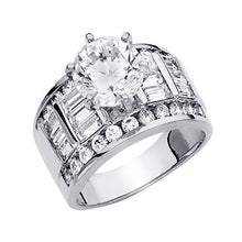 Load image into Gallery viewer, TWJC 14k White Gold Solid Wedding Engagement Ring - Size 7