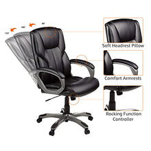 Load image into Gallery viewer, Amazon Basics Executive Home Office Desk Chair with Padded Armrests, Adjustable-Height/Tilt Rolling Swivel Chair - Black/Silver, 275Lb Capacity