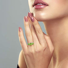 Load image into Gallery viewer, Gem Stone King Sterling Silver Round Green VS Peridot 3-Stone Women's Ring (2.35 Carat Gemstone Birthstone) (Size 7)