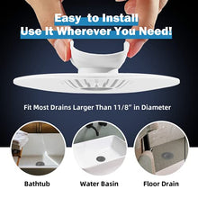 Load image into Gallery viewer, OmiStout Hair Catcher & Drain Stopper, 2 in 1 Sink Drain Cover, Flex Silicone Strainer for Shower/Bathtub/Tub/Floor Drain/Kitchen Sink (Blue, 3 Pack)