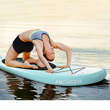 Load image into Gallery viewer, ANCHEER Inflatable Stand Up Paddle Board, Lightweight All Round iSUP with 3 Fins, Premium Accessories & Carry Bag, EVA Deck, Adj Floating Paddle, Ankle Leash and Double Action Pump (Light Blue)