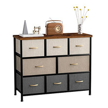 Load image into Gallery viewer, 8 Drawer Dresser Organizer Fabric Storage Chest for Bedroom, Hallway, Entryway, Closets, Nurseries,Furniture Storage Tower Sturdy Steel Frame, Wood Top, Removable Fabric Bins (Cream)