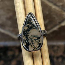 Load image into Gallery viewer, Natural Green Moss Agate 925 Solid Sterling Silver Ring Size 6
