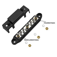Load image into Gallery viewer, Mofeez Bus Bar -3x1/4”Post,10x#8 Screw Terminal Power Distribution Block with Ring Terminals(Pair - Red & Black)