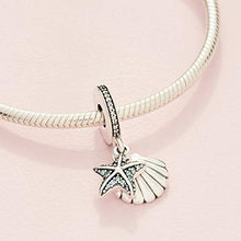 Load image into Gallery viewer, Pandora Jewelry Starfish and Sea Shell Dangle Cubic Zirconia Charm in Sterling Silver