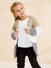 Load image into Gallery viewer, Girls Open Front Knit Sweaters Cardigans Long Sleeve Loose Fit Pocket Outerwear