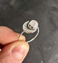 Load image into Gallery viewer, Lzz Fashion Lady 925 Sterling Silver Moonstone Gemstone Ring Sun Moon Gemstone Birthstone Ring Wedding Jewelry Size 6-10 (US Code 10)
