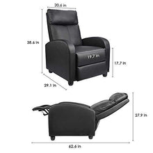 Load image into Gallery viewer, Homall Recliner Chair Padded Seat Massage PU Leather for Living Room Single Sofa Recliner Modern Recliner Seat Club Chair Home Theater Seating (Black)