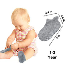 Load image into Gallery viewer, Baby Non Slip Grip Ankle Socks - Grip Crew Socks with Non Slip/Anti Skid Soles, 6 Pairs of Cotton Socks for Infants Toddlers(1-3 years)
