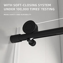 Load image into Gallery viewer, FEKEWIO Soft Close Single Sliding Shower Door, 56-60" x 76" Inch Frameless Walk-in Bathroom Shower Doors, Clear Tempered Glass 3/8" Shower Enclosure SS09 (Matte Black)