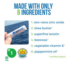 Load image into Gallery viewer, Waxhead Lanolin Lip Balm, Lip Repair, SPF Lip Balm, Lip Sunscreen Lip Balm, Lip Therapy, Shea Butter Lip Balm, Organic Lip Balm, Zinc Oxide Lip Balm, All Purpose Balm (4 pack, Mint)