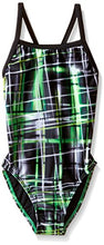 Load image into Gallery viewer, Speedo Girl's Swimsuit One Piece PowerFlex Flyback Striped Youth Team Colors - Manufacturer Discontinued