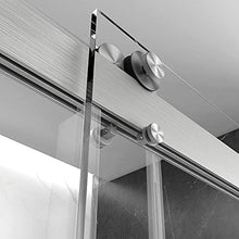 Load image into Gallery viewer, FEKEWIO Frameless Shower Door 57-60" W x 76" H Inch 3/8 Double Sliding with Soft Closing, Clear Tempered Glass 2 Ways Opening Enclosure in Brushed Nickel Finish, DS13