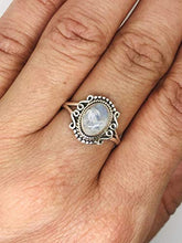 Load image into Gallery viewer, Koral Jewelry Oval Moonstone Ethnic Delicate Ring 925 Sterling Silver Vintage Tribal Gipsy Boho Look (8)