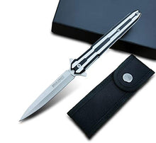 Load image into Gallery viewer, Folding Knife Tactical Pocket Knife Survival- Fast Open Folding Knife Pocket - Folding Pocket Knife Assisted Opening - 7CR13Mov Steel 58HRC - for Men Work Outdoor Adventure Hunting Hiking Knife, Black