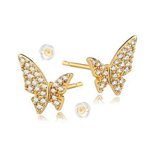 Load image into Gallery viewer, MYEARS Women Gold Stud Earrings Butterfly Diamond Cubic Zirconia 14K Gold Filled Small Boho Minimalist Simple Delicate Hypoallergenic Jewelry Gift