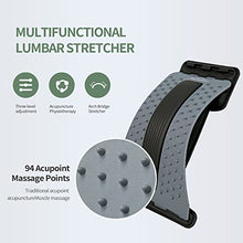 Load image into Gallery viewer, Back Stretching Device,Back Cracker Massager for Bed & Chair & Car,Multi-Level Lumbar Support Stretcher Spinal, Lower and Upper Muscle Pain Relief(Gray Black)