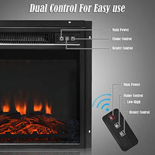 Load image into Gallery viewer, Tangkula 18" Electric Fireplace Heater, Freestanding & Recessed 1400 W Electric Stove Heater w/Adjustable LED Flame, Fireplace Insert w/Remote Control, Safer Plug and Sensor