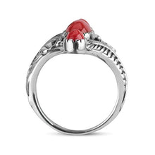 Load image into Gallery viewer, American West Sterling Silver Red Coral Floral Elongated Ring, size 7