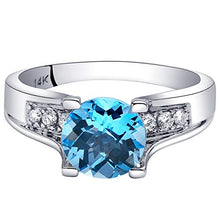 Load image into Gallery viewer, 14K White Gold Swiss Blue Topaz Diamond Cocktail Ring 2.25 Carats Size 9
